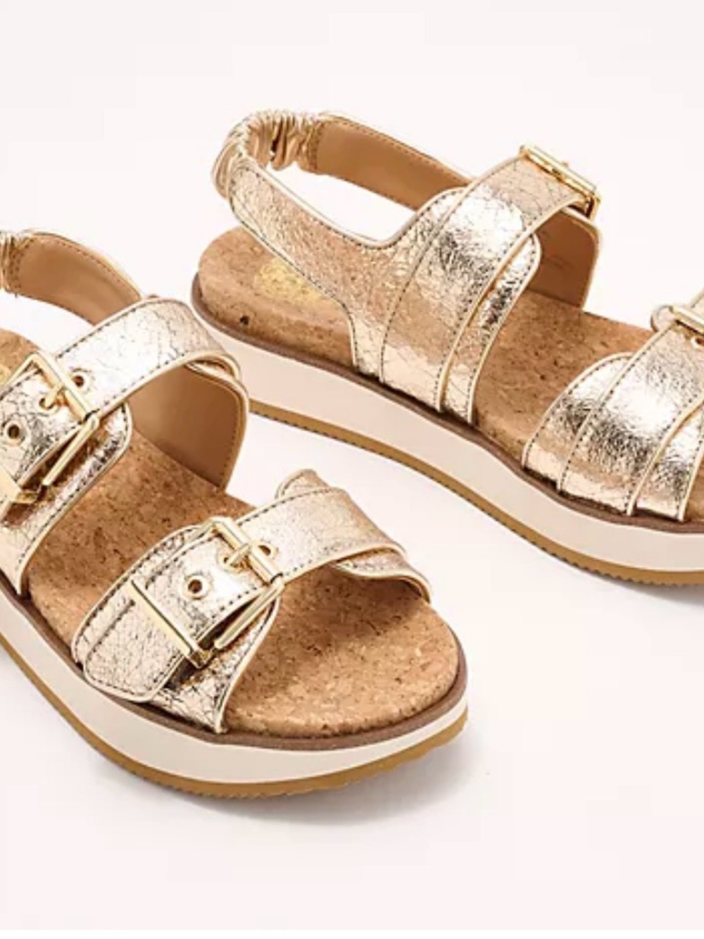 Vince Camuto Metallic Gold Platform Buckle Sandals